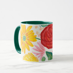 Daisy för vattenfärgen Nature Röd ros Gult, Blommi Mugg