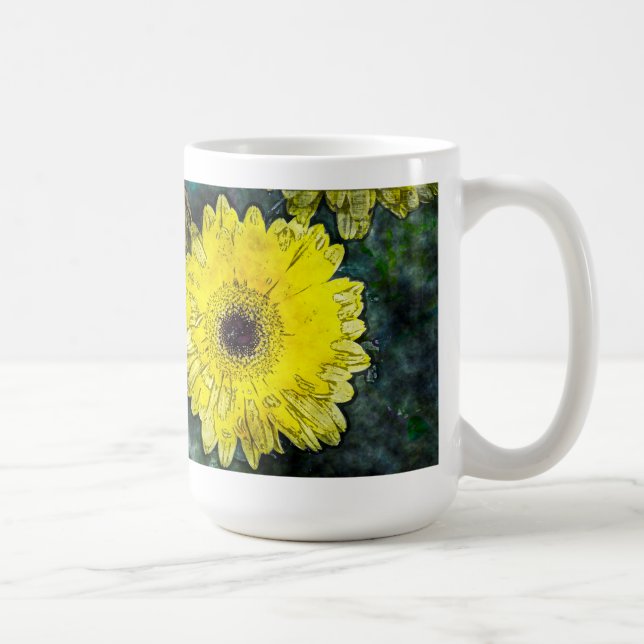 Daisy för vattenfärgsGult Kaffemugg (Höger)