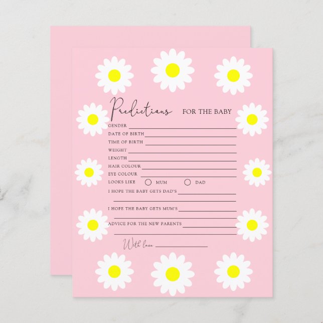 Daisy för vilda blommor - förutsägelser för baby (Fram/baksida)