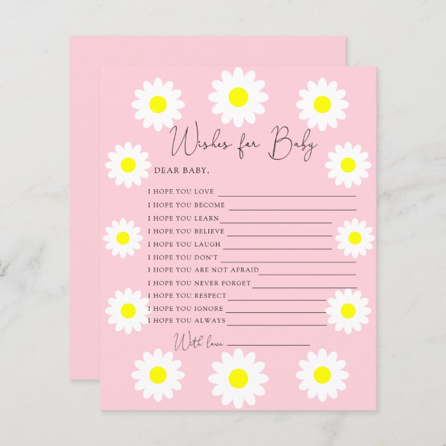 Daisy för vilda blommor - Önskemål för baby (Fram/baksida)