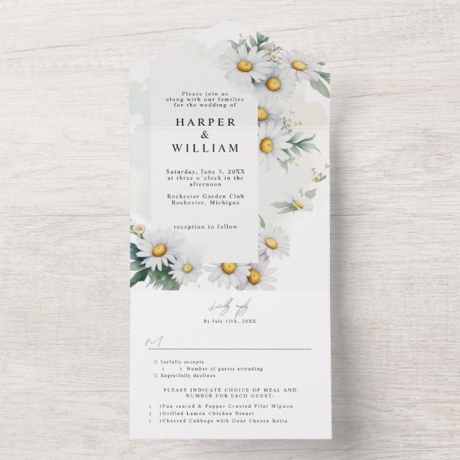 daisy för vilda blommor osa vid bröllop (Insida)