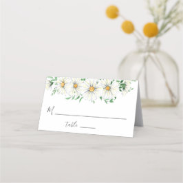 Daisy för vit Gult Blommigt  för grön vattenfärg Placeringskort