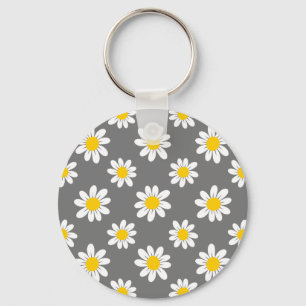 Daisy för vit Gult Nyckelring