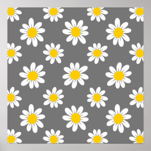 Daisy för vit Gult Poster