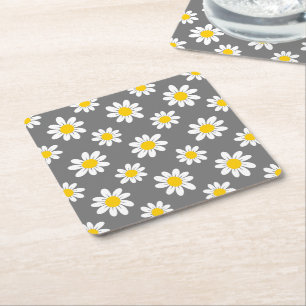 Daisy för vit Gult Underlägg Papper Kvadrat
