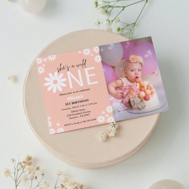 Daisy Första födelsedagsfestens vild för bohemiane Inbjudningar (Skapare uppladdad)
