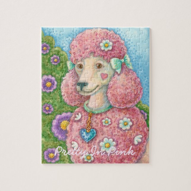DAISY Fransk Rosa Pudel PUZZLE Pussel (Vertikal)