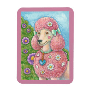 DAISY Fransk Rosa Pudel REKTANGLE HUND MAGNET