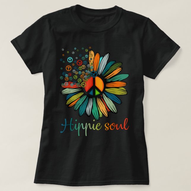 Daisy Fredstecken Hippie Soul Flower Älskare Gifts T Shirt (Design framsida)