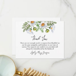 Daisy Funeral Thank You Card Bereavement Tack Kort