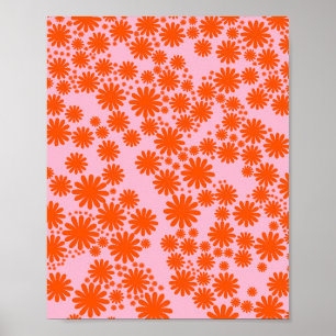 Daisy Garden 03 Orange och Rosa Poster