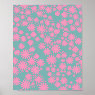 Daisy Garden 06 Mint och Rosa Poster