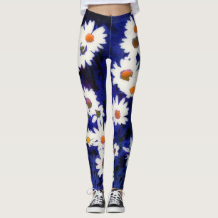 Daisy Garden Blue Art Abstrakt Leggings
