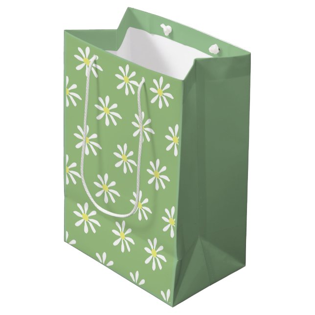 Daisy Gift Bag (Sage Grönt & White) (Framsidan Vinklad)