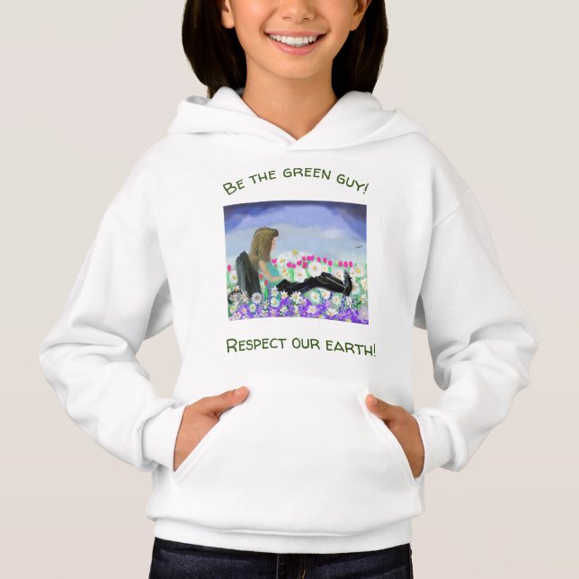 Daisy Girl in Nature Sweatshirt for Girls T Shirt (Framsida)