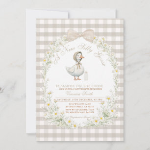 Daisy Goose Wildflower Vit Elfenben Baby Shower Inbjudningar