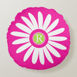 Daisy grafisk blommonogram kastkudde rund kudde
