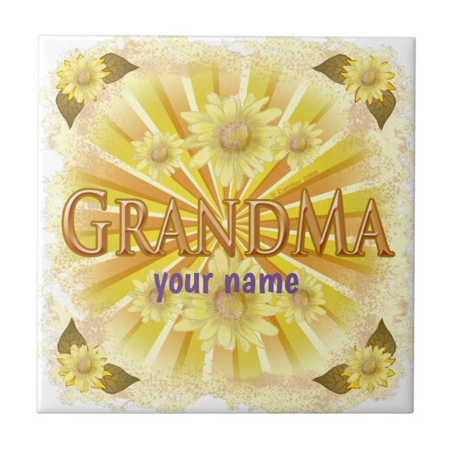 Daisy Grandma-eget namn Kakelplatta (Framsidan)