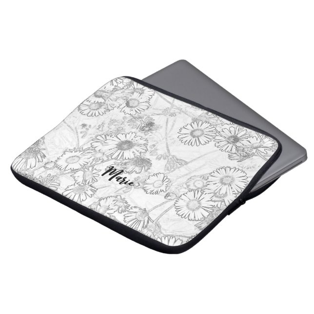 Daisy grått mönster laptop fodral (Framsida topp)