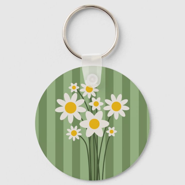 DAISY GRÖNT - Botaniska Nyckelringen Mors dag Nyckelring (Framsida)