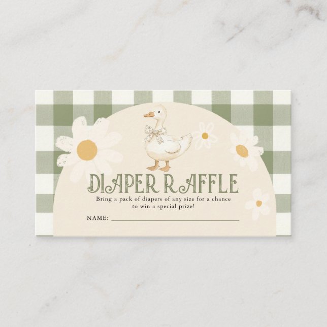 Daisy Grönt Gåse Baby Shower Raffle Tilläggskort (Framsida)