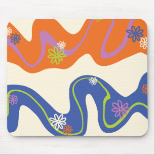 Daisy Groove Blue, Orange, Lila, Grönt och kream Musmatta