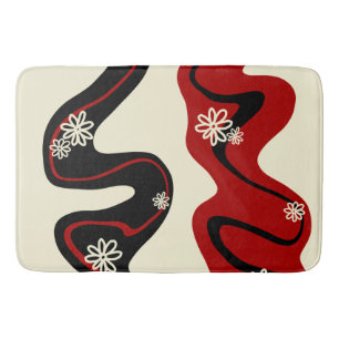 Daisy Groove - Red & Cream Badrumsmatta