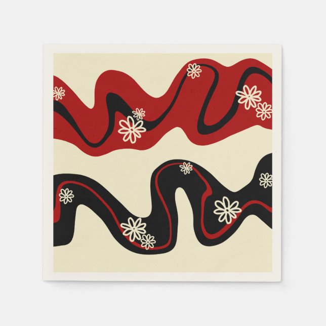 Daisy Groove - Red & Cream Pappersservett (Framsidan)