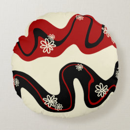 Daisy Groove - Red & Cream Rund Kudde