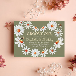 Daisy Groovy 1:a födelsedag Inbjudningar