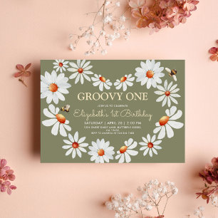 Daisy Groovy 1:a födelsedag Inbjudningar