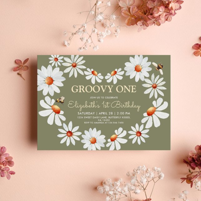 Daisy Groovy 1:a födelsedag Inbjudningar (Skapare uppladdad)