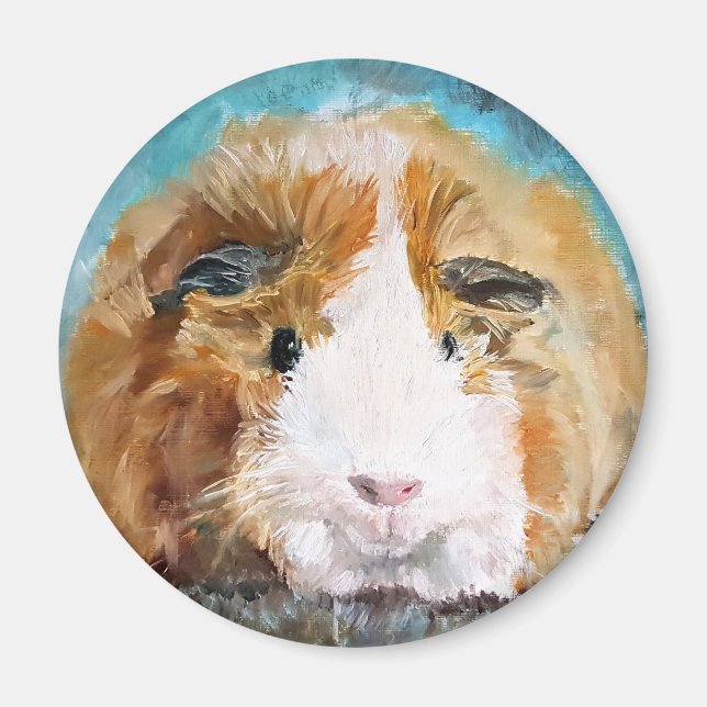 Daisy Guinea oljemålning gris Magnet (Framsidan)