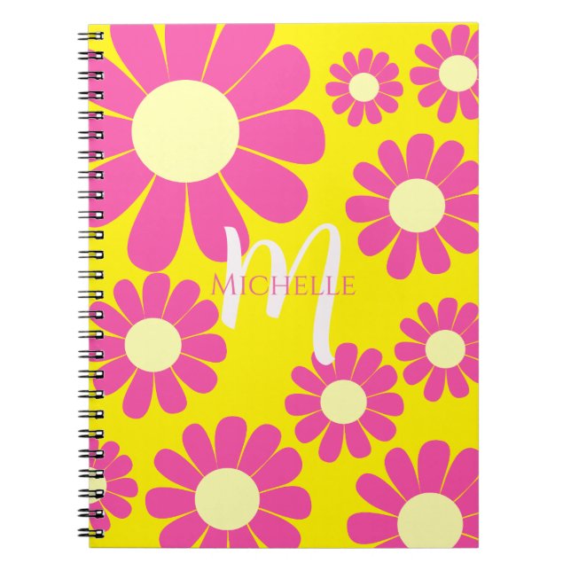 Daisy Gult Cherry Monogram Anteckningsbok (Framsidan)
