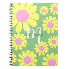 Daisy Gult Grönt Monogram bärbar dator Anteckningsbok