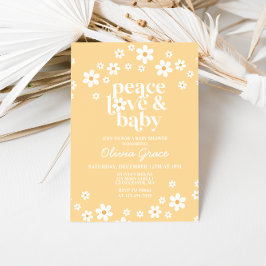 Daisy gult Peace Kärlek Baby Shower-inbjudan till  Inbjudningar