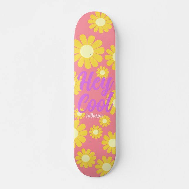 Daisy Gult Peach Mini Skateboard Bräda 18,5 Cm (Framsida)