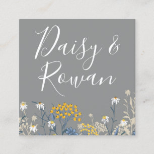 Daisy & Gult Rowan Berries Blommigt Social Media Fyrkantigt Visitkort