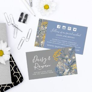 Daisy & Gult Rowan Berries Blommigt Social Media Visitkort