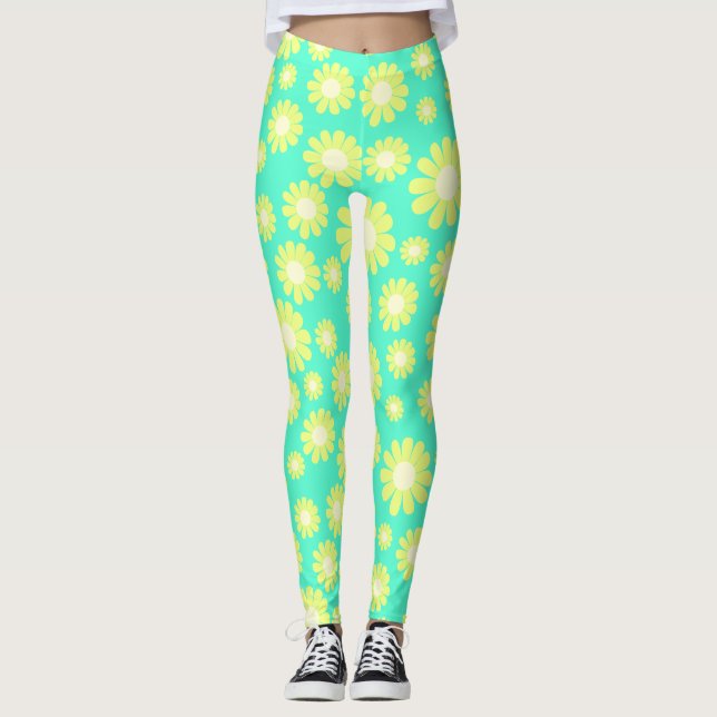 Daisy Gult Teal Leggings (Framsida)