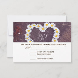 Daisy Heart Rustic Wood Landsbyggsbröllop OSA kort