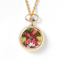 Daisy Horse Abstrakt Art Red White Grönt Blommigt Armbandsur