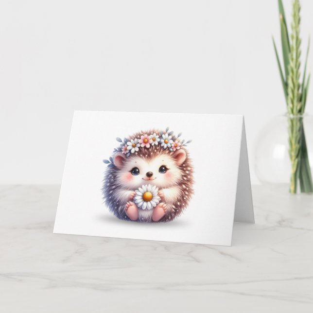 Daisy Hug - Hedgehog Greeting Card (tomt invändigt Kort (Framsida)