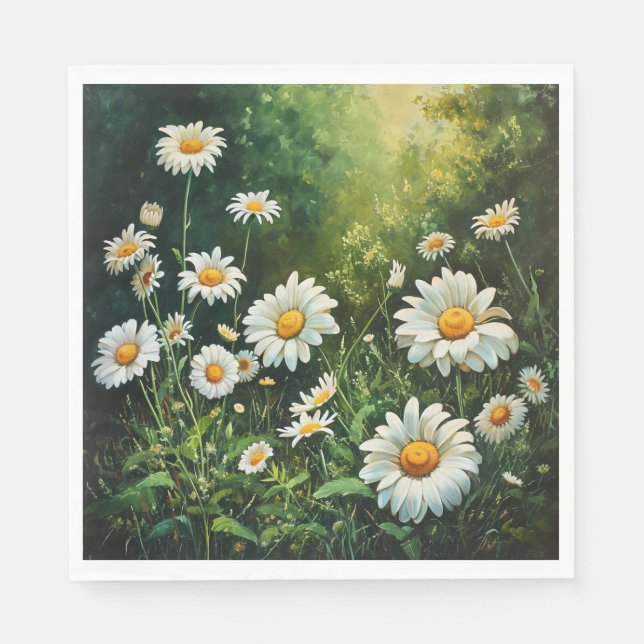 DAISY i FÄLT i GRÖNTEN Pappersservett (Framsidan)