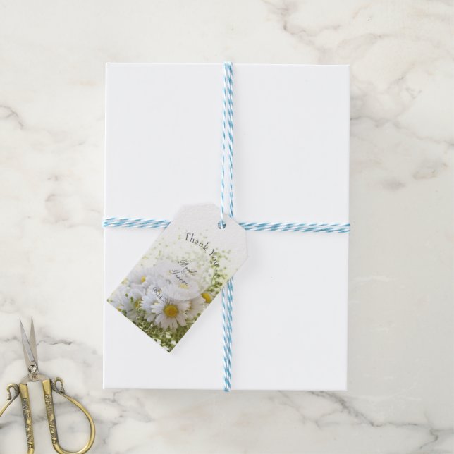 Daisy i Kärlek - Editable Bröllop Bouquet Presentetikett (Med Snöre)