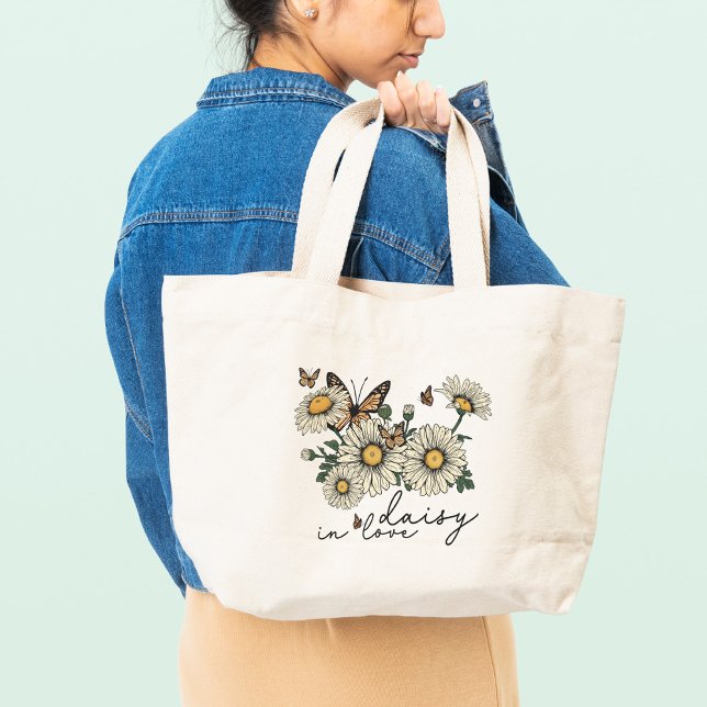 Daisy i Kärlek Wildblomma T-Shirt Tygkasse (Skapare uppladdad)