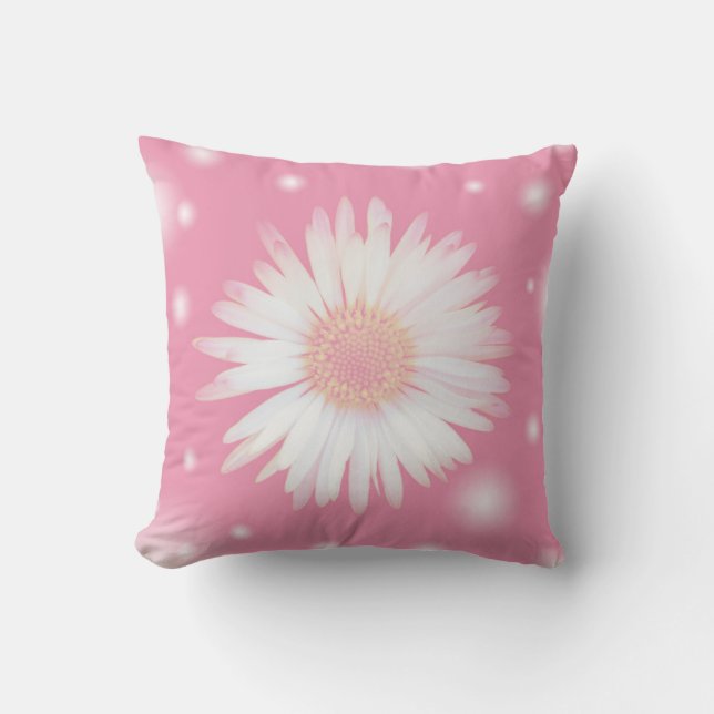 Daisy i mjuka rosa färg kudde (Framsida)