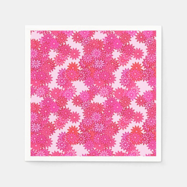 Daisy i rosa- och fuchsisknytningar pappersservett (Framsidan)
