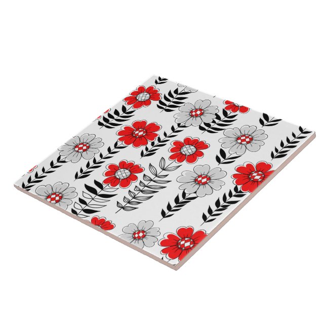 Daisy i rött och svart kakelplatta (Sidan)