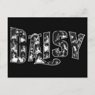 Daisy i stort brev med ansikte av kvinnor vykort